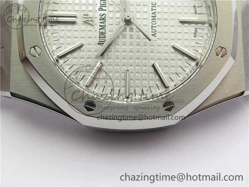 Royal Oak 41mm 15400 SS ZF 1:1 Best Edition White Textured Dial on SS Bracelet A3120 (Free Box) ComfortFit 4858