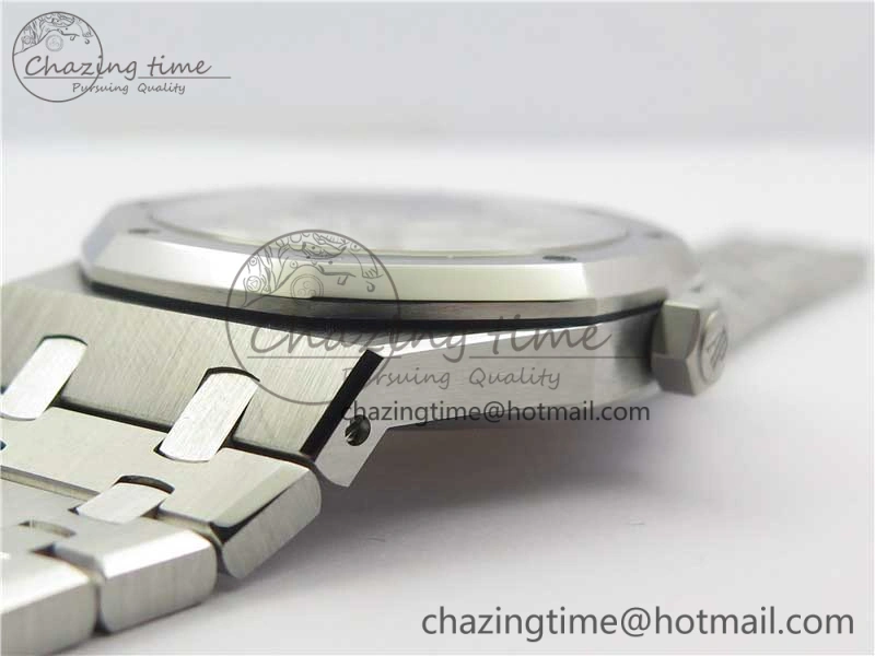 Royal Oak 41mm 15400 SS ZF 1:1 Best Edition White Textured Dial on SS Bracelet A3120 (Free Box) ComfortFit 4858