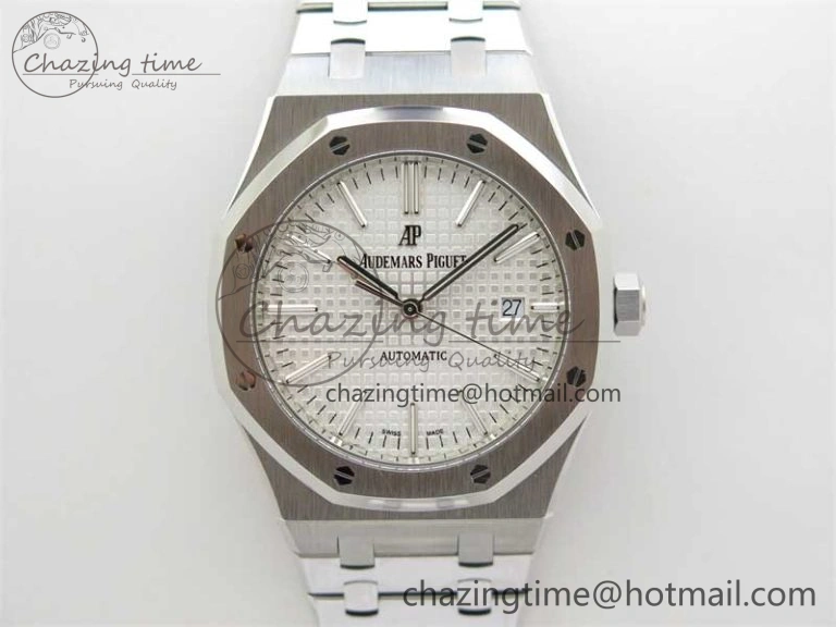 Royal Oak 41mm 15400 SS ZF 1:1 Best Edition White Textured Dial on SS Bracelet SA3120 Super Clone Contemporary 4812