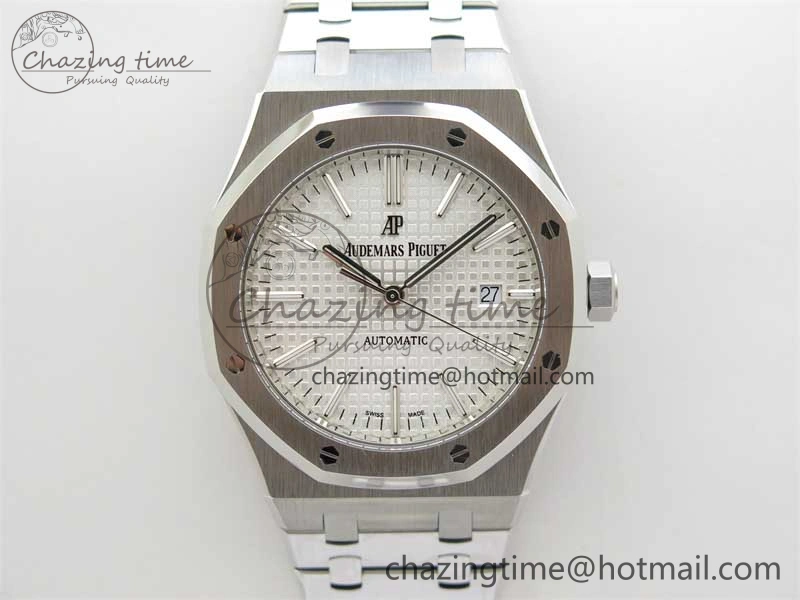 Royal Oak 41mm 15400 SS ZF 1:1 Best Edition White Textured Dial on SS Bracelet SA3120 Super Clone Contemporary 4812
