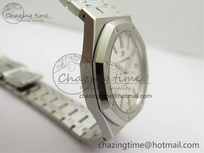 Royal Oak 41mm 15400 SS ZF 1:1 Best Edition White Textured Dial on SS Bracelet SA3120 Super Clone Contemporary 4812