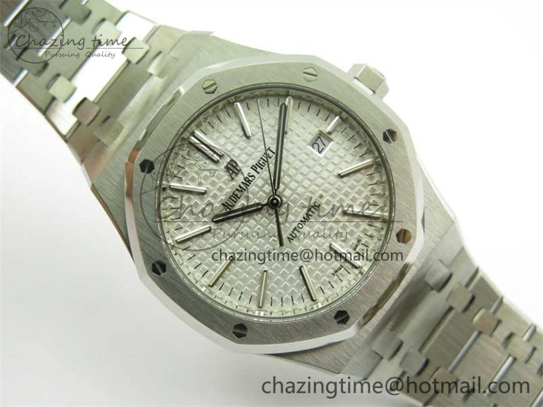 Royal Oak 41mm 15400 SS ZF 1:1 Best Edition White Textured Dial on SS Bracelet SA3120 Super Clone Contemporary 4812