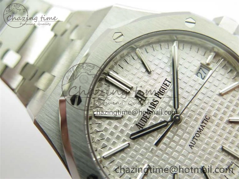 Royal Oak 41mm 15400 SS ZF 1:1 Best Edition White Textured Dial on SS Bracelet SA3120 Super Clone Contemporary 4812
