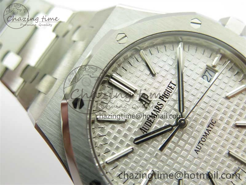 Royal Oak 41mm 15400 SS ZF 1:1 Best Edition White Textured Dial on SS Bracelet SA3120 Super Clone Contemporary 4812
