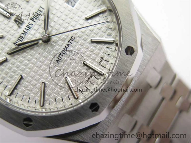 Royal Oak 41mm 15400 SS ZF 1:1 Best Edition White Textured Dial on SS Bracelet SA3120 Super Clone Contemporary 4812