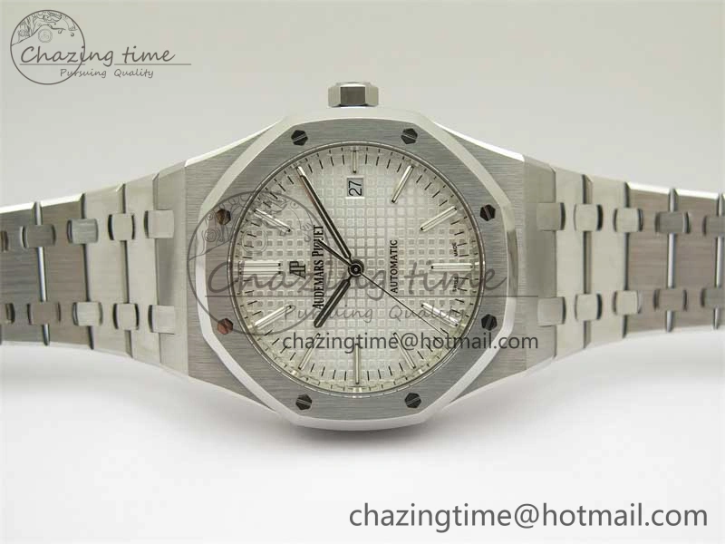 Royal Oak 41mm 15400 SS ZF 1:1 Best Edition White Textured Dial on SS Bracelet SA3120 Super Clone Contemporary 4812