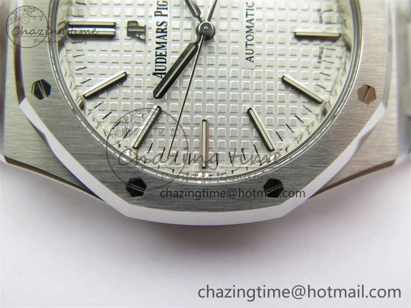 Royal Oak 41mm 15400 SS ZF 1:1 Best Edition White Textured Dial on SS Bracelet SA3120 Super Clone Contemporary 4812
