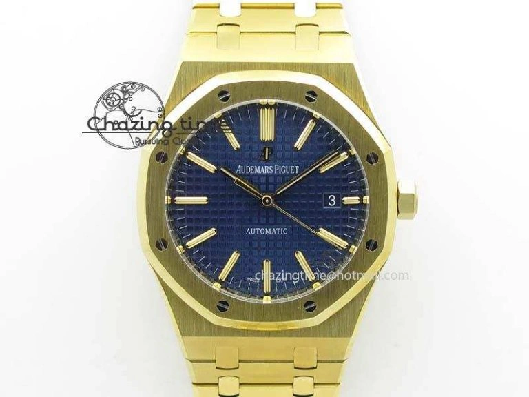 NewStyle Royal Oak 41mm 15400 YG JF 1:1 Best Edition Blue Dial On YG Bracelet A 5041
