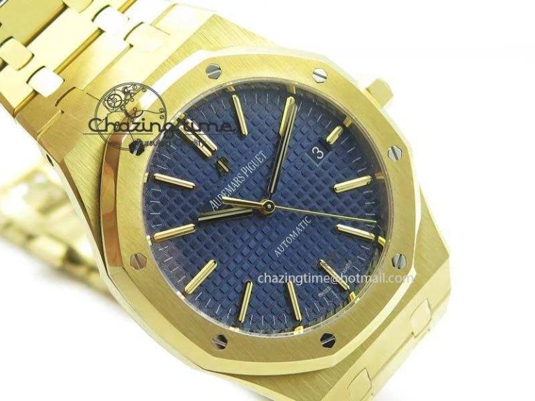 NewStyle Royal Oak 41mm 15400 YG JF 1:1 Best Edition Blue Dial On YG Bracelet A 5041