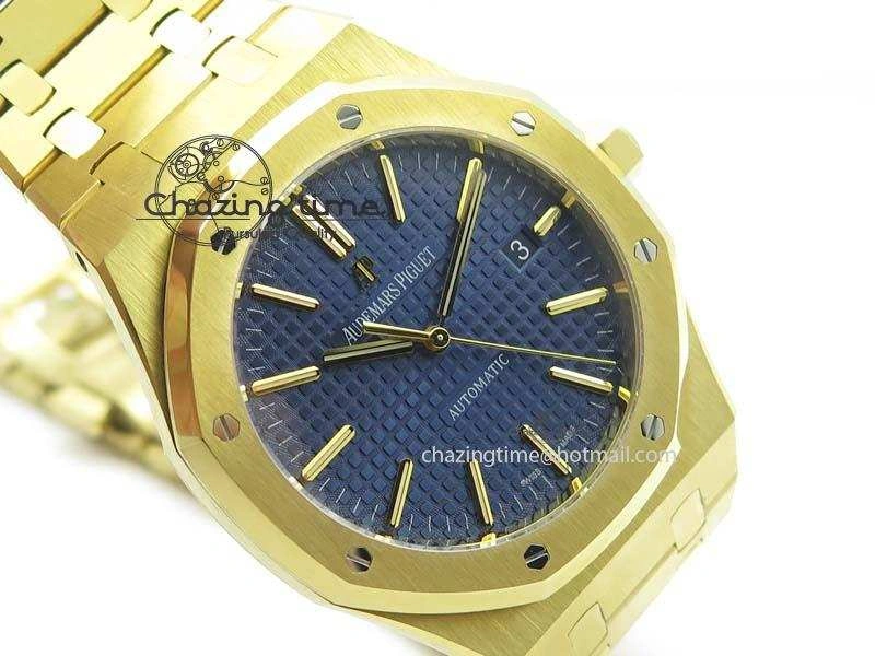NewStyle Royal Oak 41mm 15400 YG JF 1:1 Best Edition Blue Dial On YG Bracelet A 5041