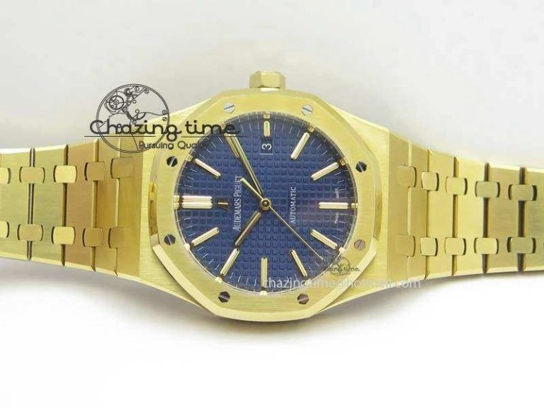 NewStyle Royal Oak 41mm 15400 YG JF 1:1 Best Edition Blue Dial On YG Bracelet A 5041
