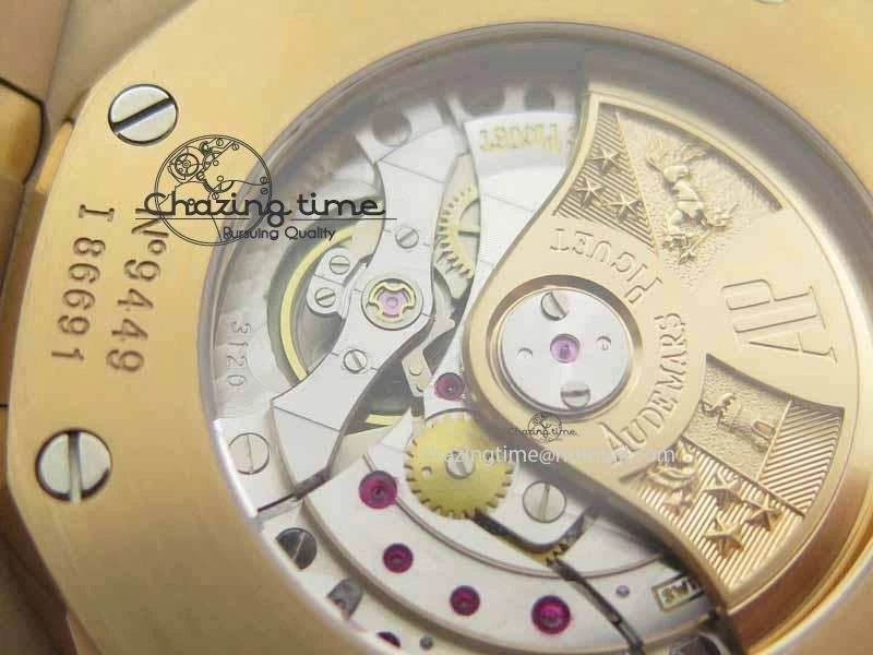 QuickDry Royal Oak 41mm 15402 RG Full Paved Diamonds JF 1:1 Best Edition Diamonds Dial On Leather Strap A 5003
