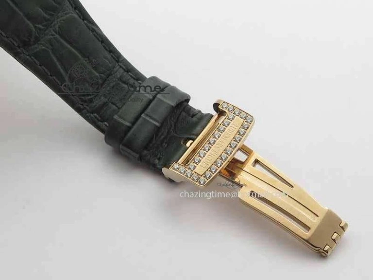 QuickDry Royal Oak 41mm 15402 RG Full Paved Diamonds JF 1:1 Best Edition Diamonds Dial On Leather Strap A 5003