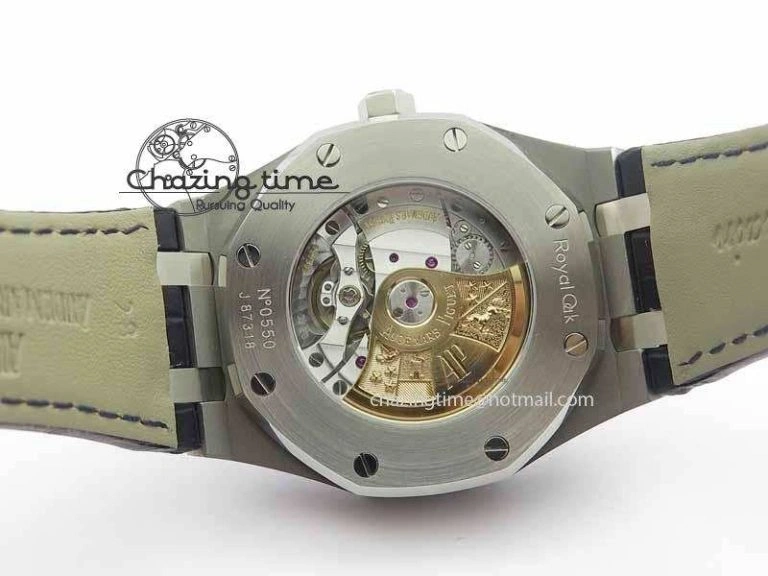OdorResistant Royal Oak 41mm 15402 SS Full Paved Diamonds JF 1:1 Best Edition Diamonds Dial On Leather Strap A 5008