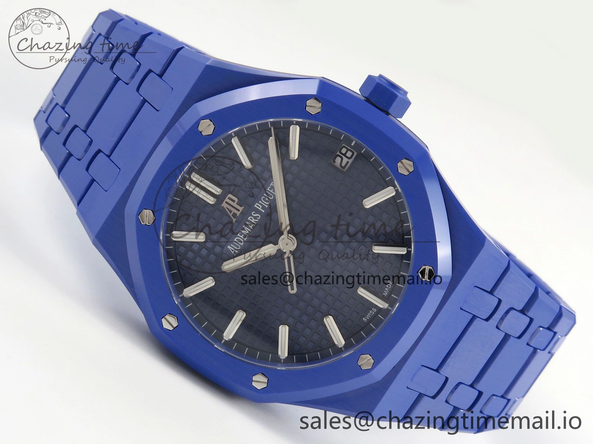Seasonal Royal Oak 41mm 15500 APSF 1:1 Best Edition Blue Dial on Blue Ceramic Bracelet SA4302 Super Clone 4231