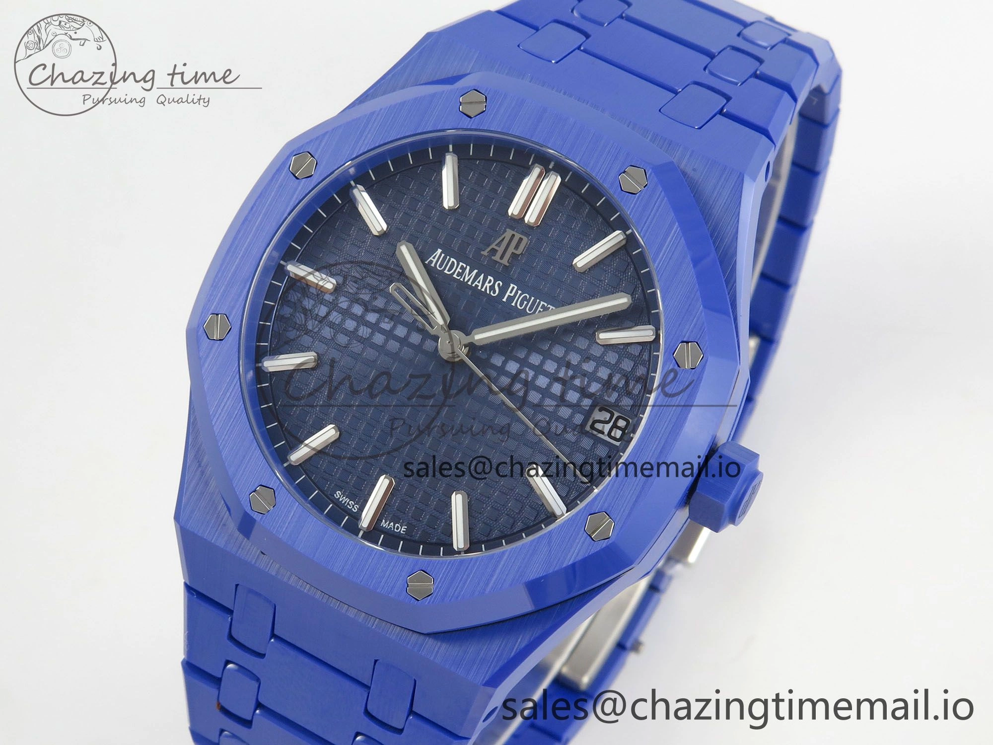 Seasonal Royal Oak 41mm 15500 APSF 1:1 Best Edition Blue Dial on Blue Ceramic Bracelet SA4302 Super Clone 4231