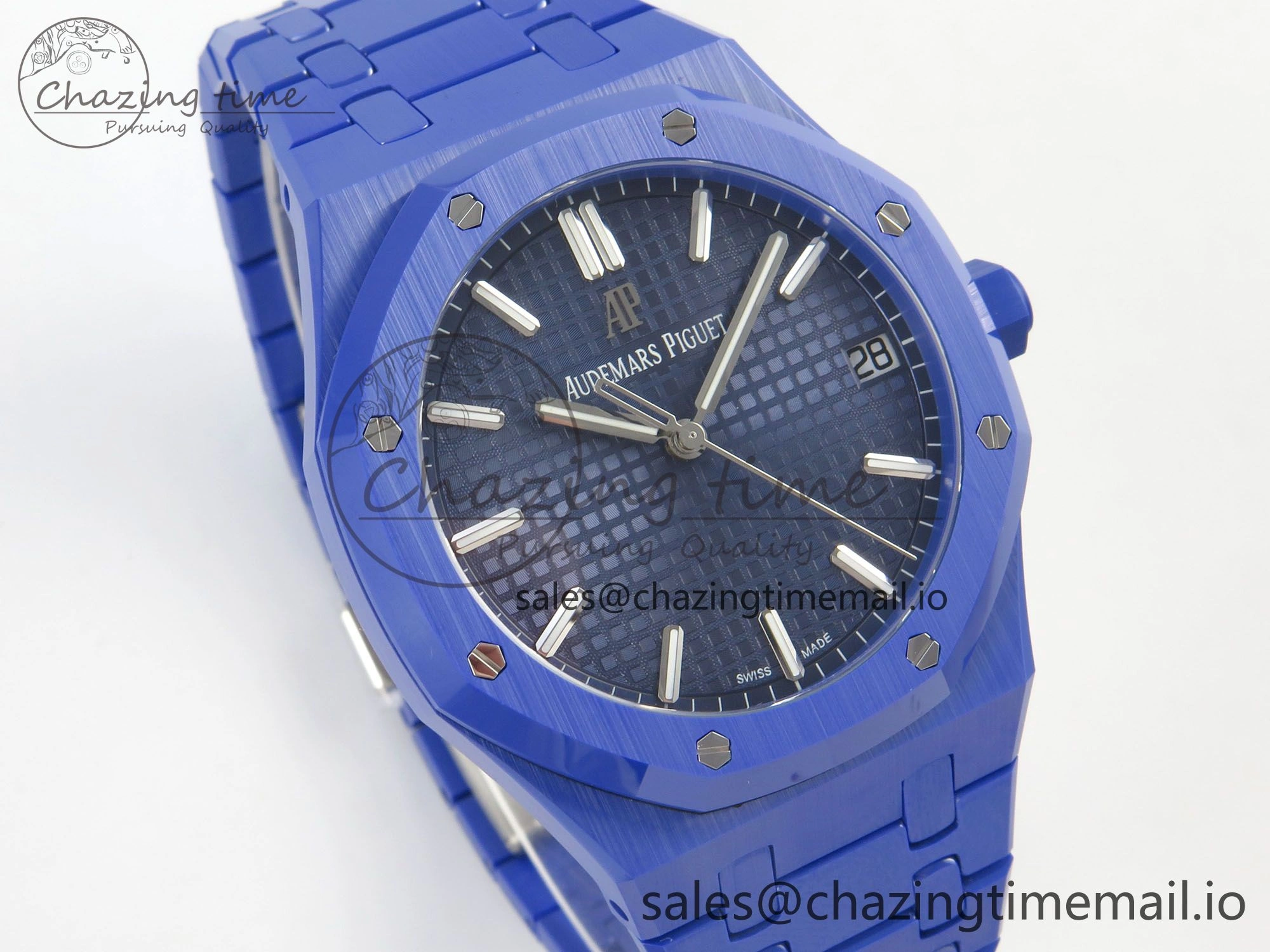 Seasonal Royal Oak 41mm 15500 APSF 1:1 Best Edition Blue Dial on Blue Ceramic Bracelet SA4302 Super Clone 4231