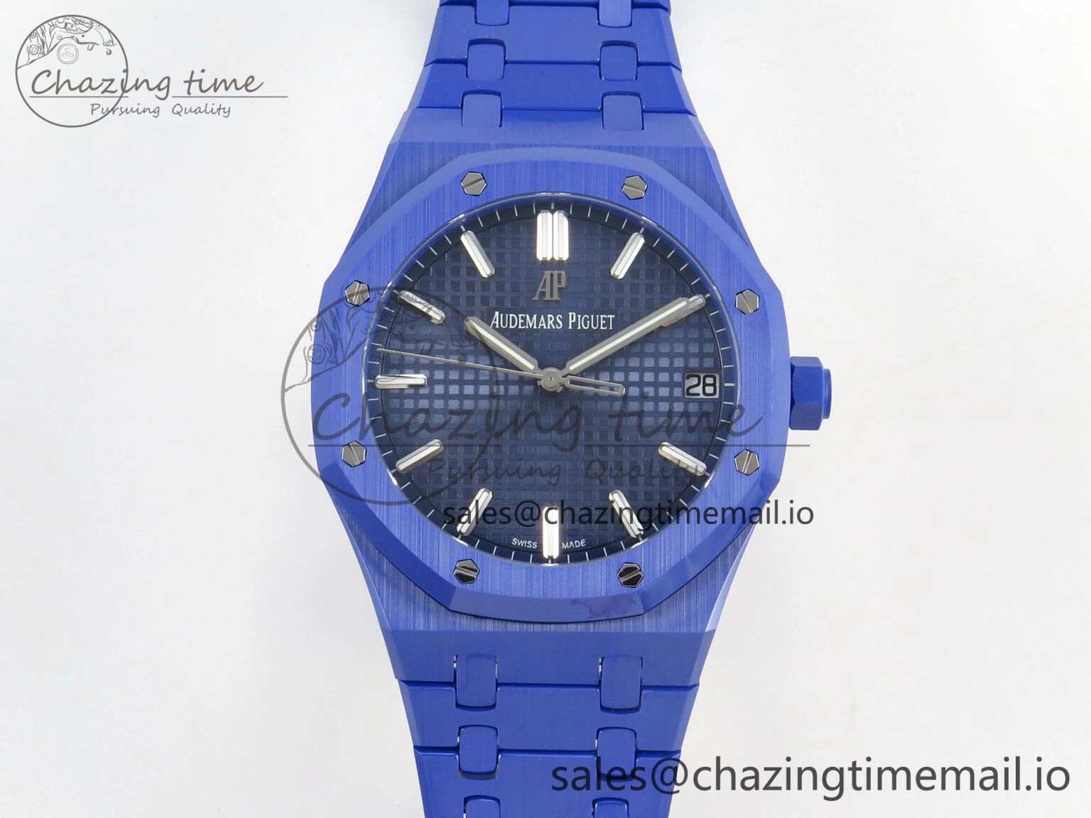 Seasonal Royal Oak 41mm 15500 APSF 1:1 Best Edition Blue Dial on Blue Ceramic Bracelet SA4302 Super Clone 4231