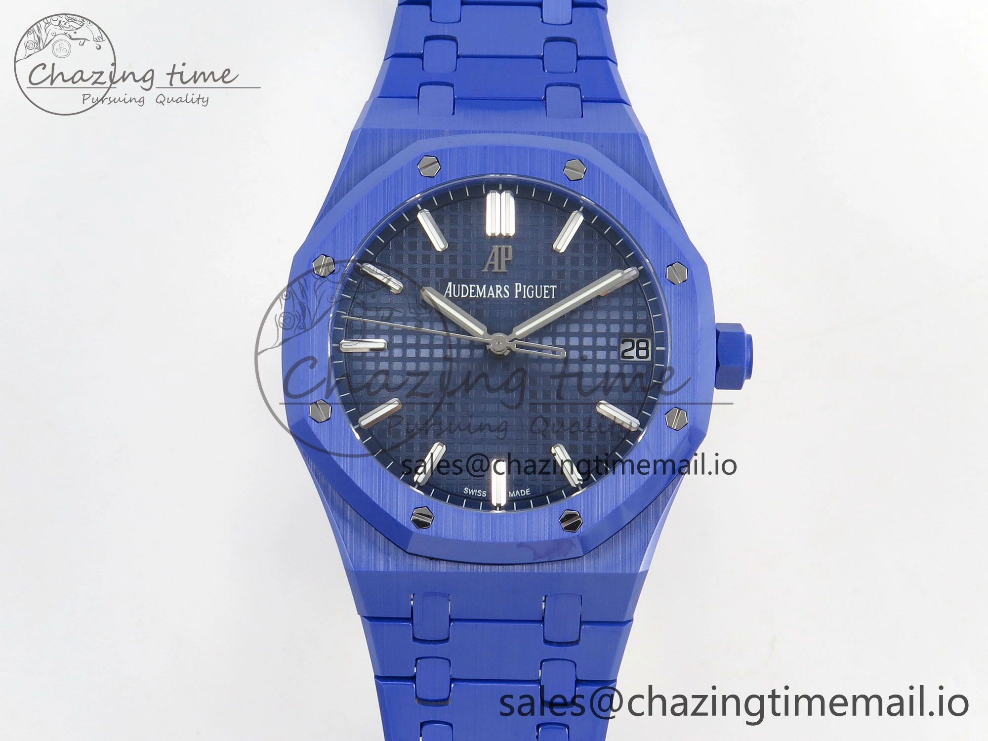 Seasonal Royal Oak 41mm 15500 APSF 1:1 Best Edition Blue Dial on Blue Ceramic Bracelet SA4302 Super Clone 4231