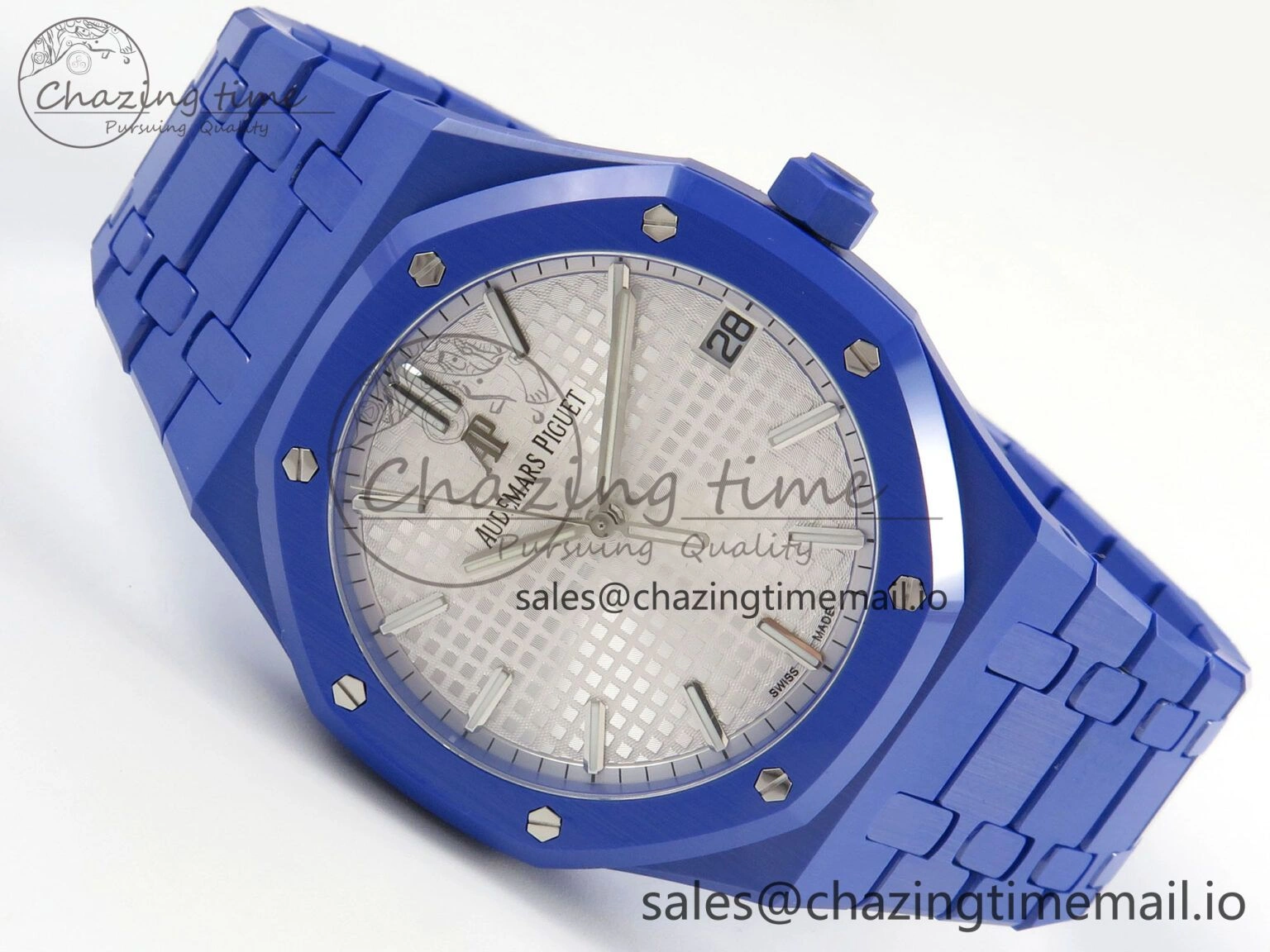 Royal Oak 41mm 15500 APSF 1:1 Best Edition White Dial on Blue Ceramic Bracelet SA4302 Super Clone EyeCatching 4232