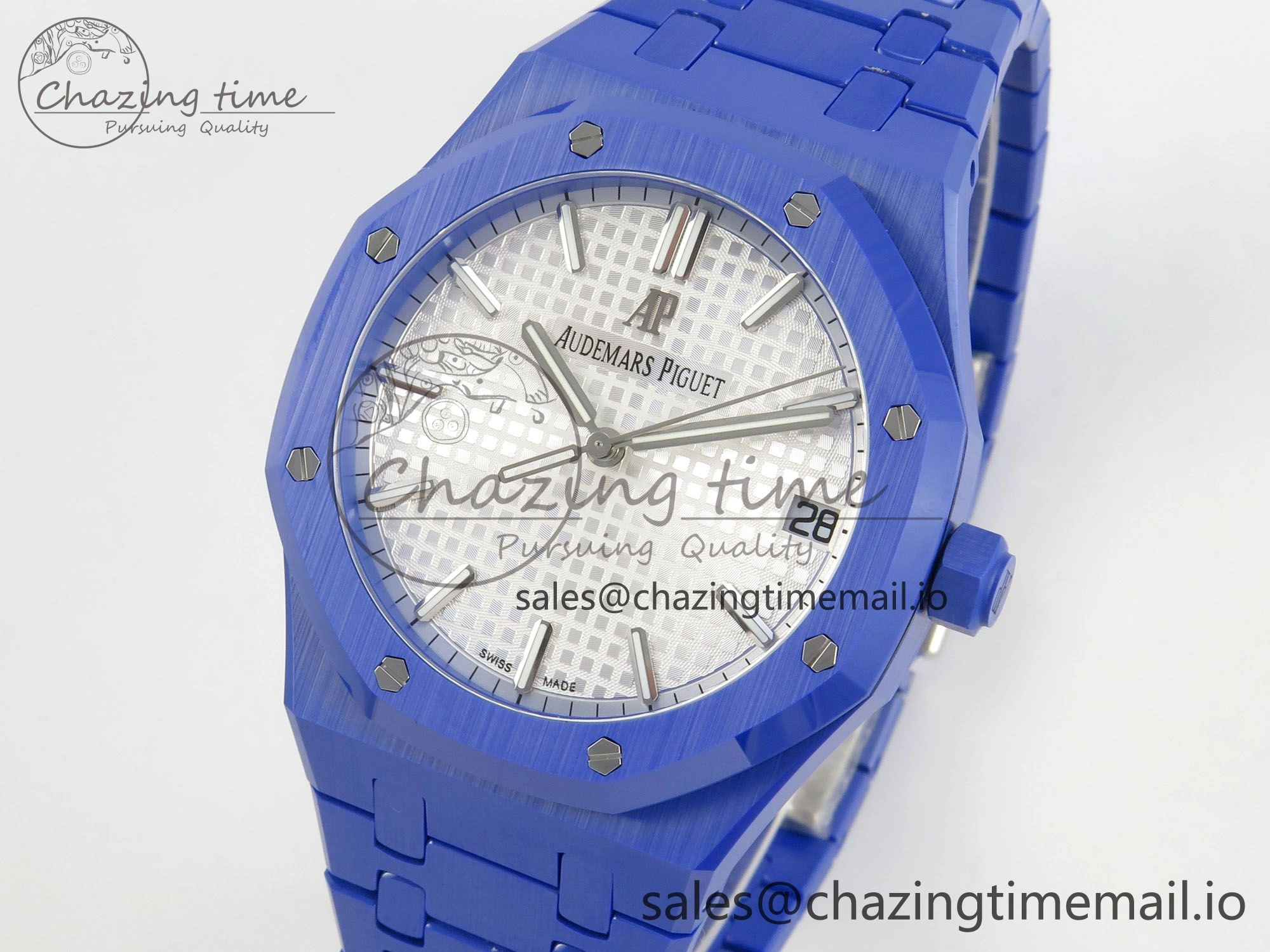 Royal Oak 41mm 15500 APSF 1:1 Best Edition White Dial on Blue Ceramic Bracelet SA4302 Super Clone EyeCatching 4232