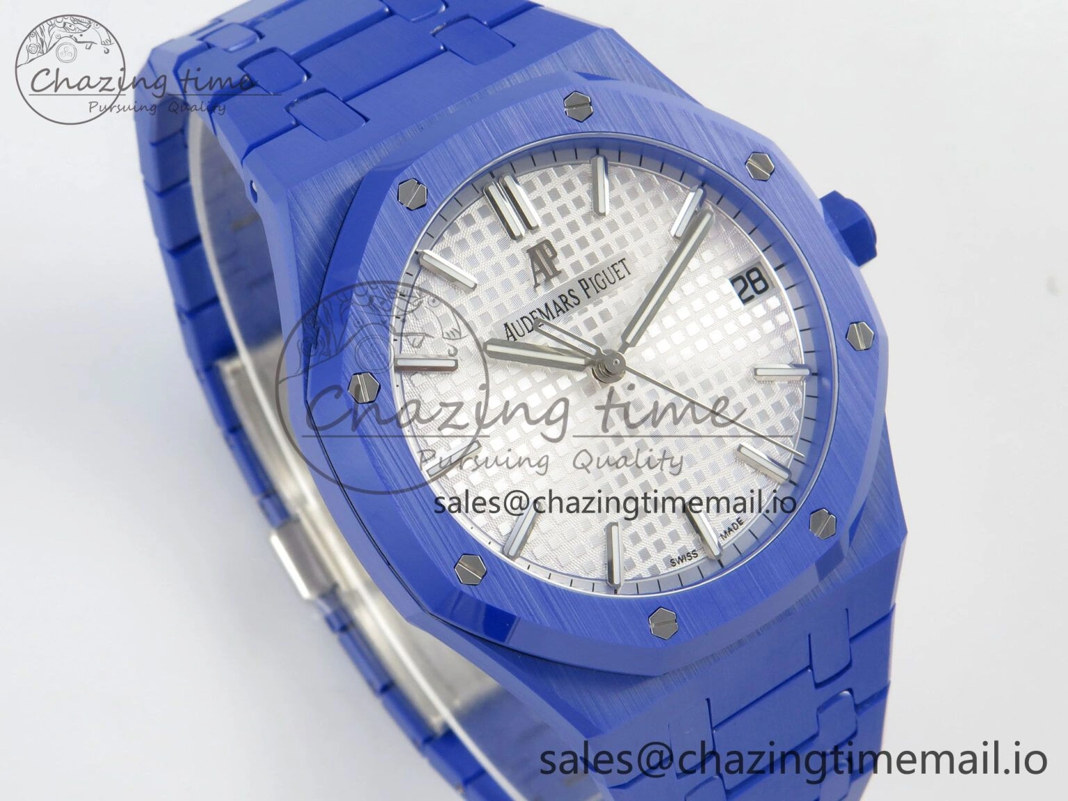 Royal Oak 41mm 15500 APSF 1:1 Best Edition White Dial on Blue Ceramic Bracelet SA4302 Super Clone EyeCatching 4232