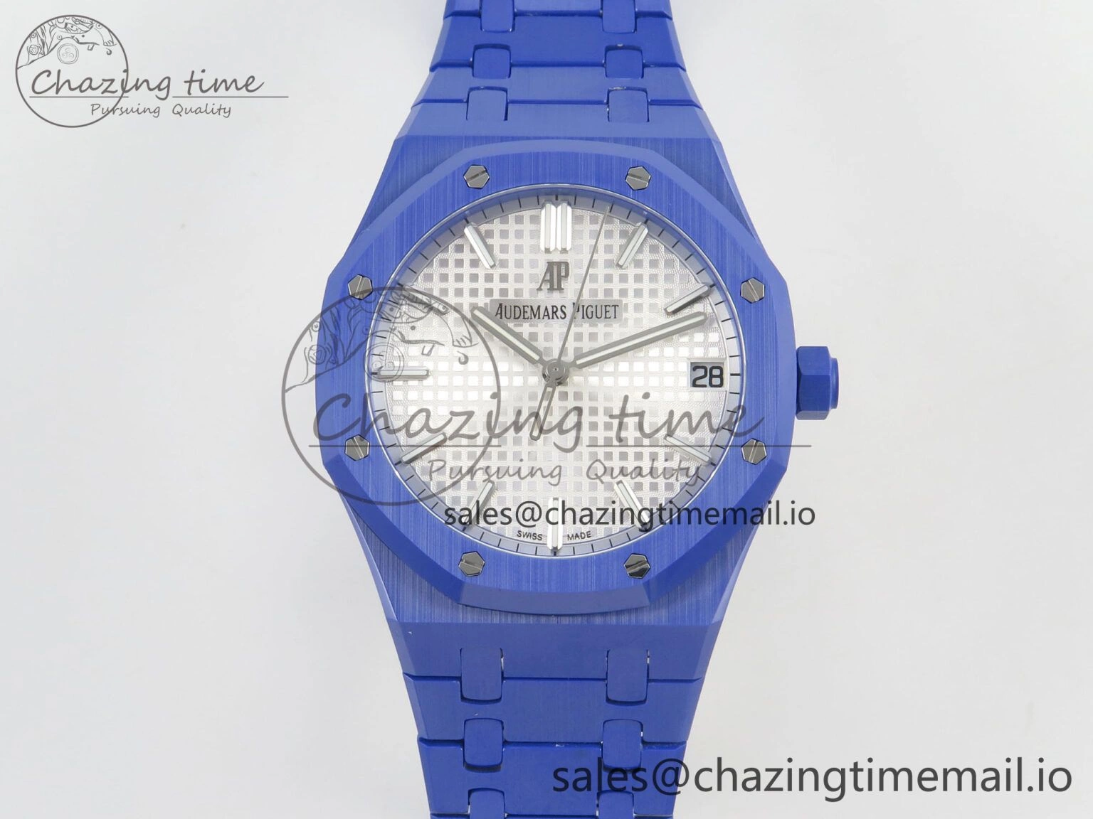 Royal Oak 41mm 15500 APSF 1:1 Best Edition White Dial on Blue Ceramic Bracelet SA4302 Super Clone EyeCatching 4232