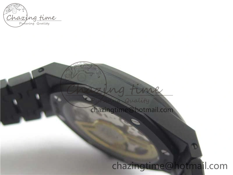 Modern Royal Oak 41mm 15500 DLC ZF 1:1 Best Edition Black Textured Dial on SS Bracelet A4302 V2(Free Box) 4819