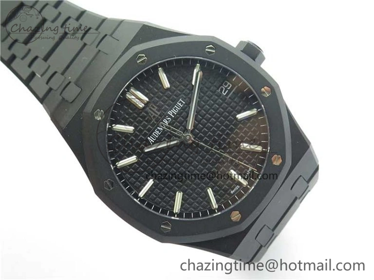 Modern Royal Oak 41mm 15500 DLC ZF 1:1 Best Edition Black Textured Dial on SS Bracelet A4302 V2(Free Box) 4819