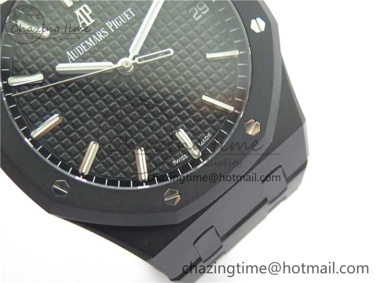 Modern Royal Oak 41mm 15500 DLC ZF 1:1 Best Edition Black Textured Dial on SS Bracelet A4302 V2(Free Box) 4819