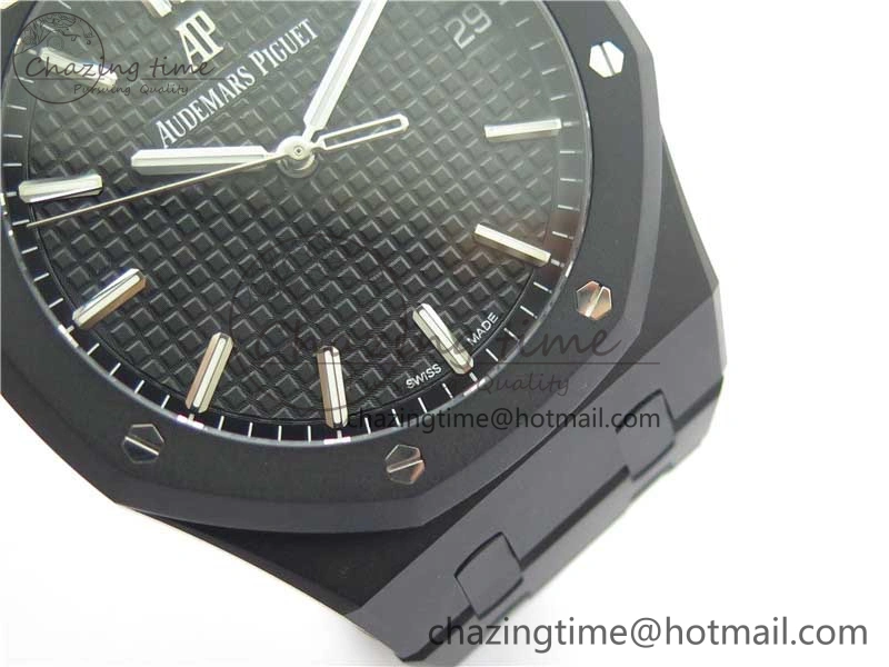 Modern Royal Oak 41mm 15500 DLC ZF 1:1 Best Edition Black Textured Dial on SS Bracelet A4302 V2(Free Box) 4819