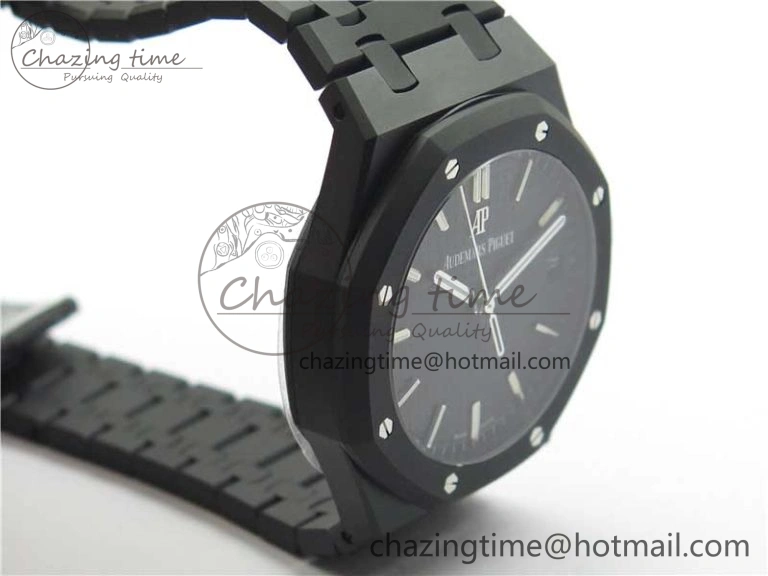 Modern Royal Oak 41mm 15500 DLC ZF 1:1 Best Edition Black Textured Dial on SS Bracelet A4302 V2(Free Box) 4819