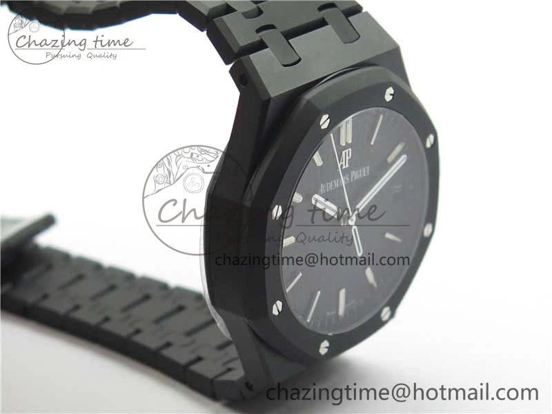 Modern Royal Oak 41mm 15500 DLC ZF 1:1 Best Edition Black Textured Dial on SS Bracelet A4302 V2(Free Box) 4819