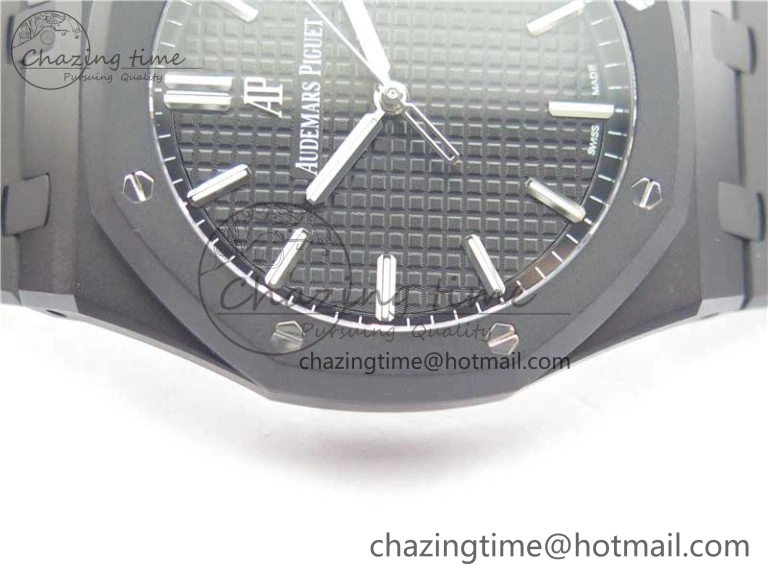 Modern Royal Oak 41mm 15500 DLC ZF 1:1 Best Edition Black Textured Dial on SS Bracelet A4302 V2(Free Box) 4819