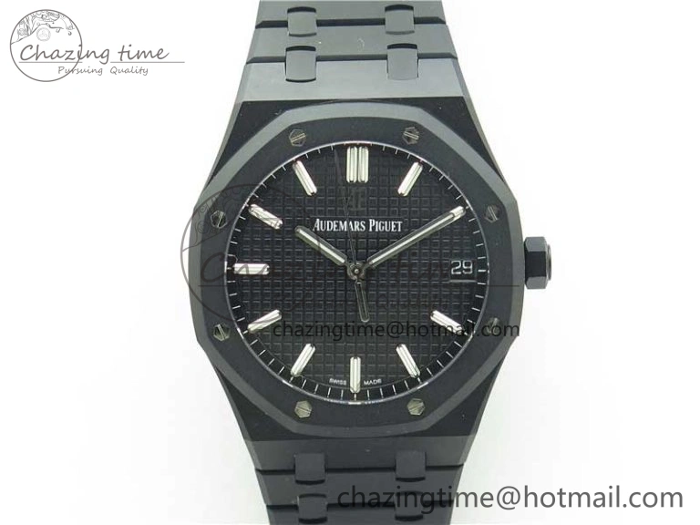 Modern Royal Oak 41mm 15500 DLC ZF 1:1 Best Edition Black Textured Dial on SS Bracelet A4302 V2(Free Box) 4819