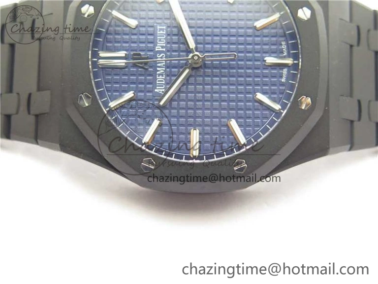AllSeason Royal Oak 41mm 15500 DLC ZF 1:1 Best Edition Blue Textured Dial on SS Bracelet A4302 V2(Free Box) 4817