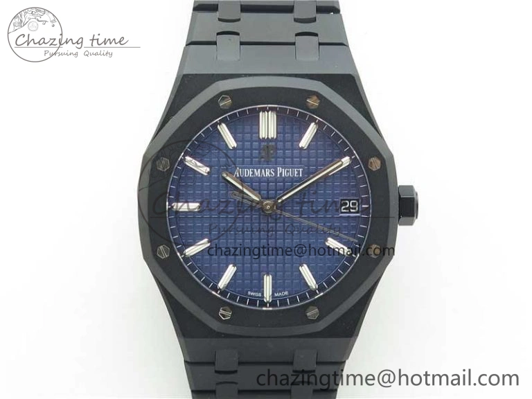AllSeason Royal Oak 41mm 15500 DLC ZF 1:1 Best Edition Blue Textured Dial on SS Bracelet A4302 V2(Free Box) 4817