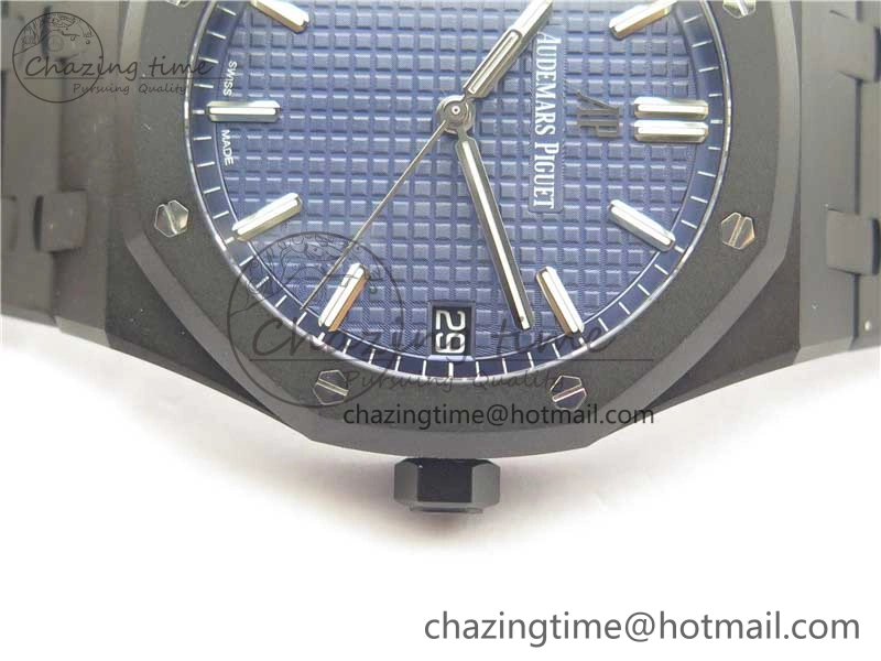 AllSeason Royal Oak 41mm 15500 DLC ZF 1:1 Best Edition Blue Textured Dial on SS Bracelet A4302 V2(Free Box) 4817