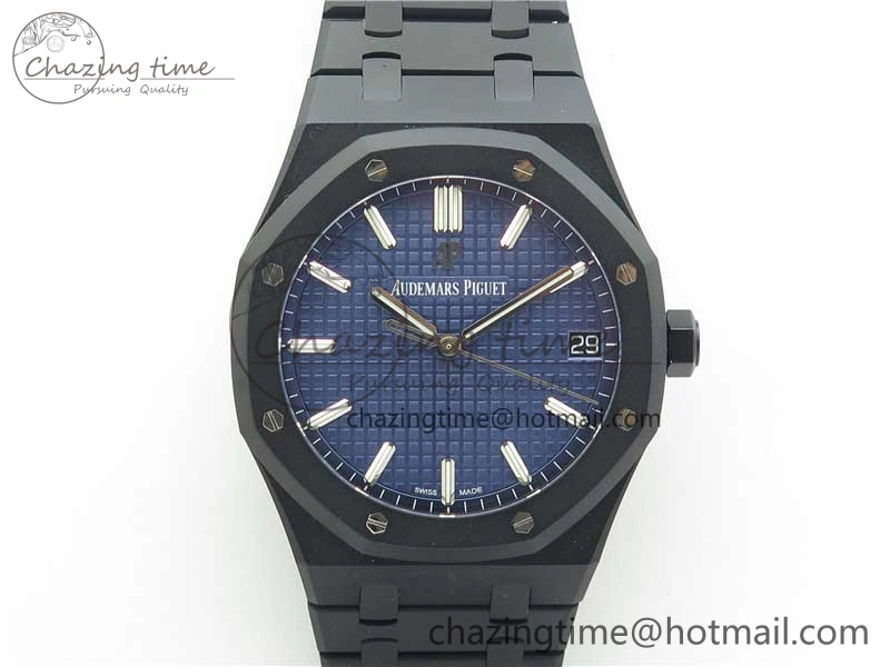 AllSeason Royal Oak 41mm 15500 DLC ZF 1:1 Best Edition Blue Textured Dial on SS Bracelet A4302 V2(Free Box) 4817