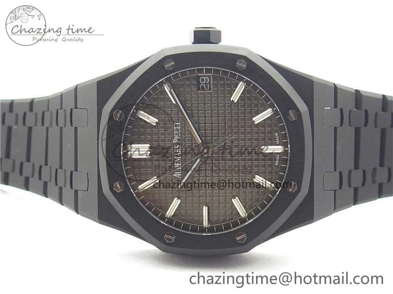 Stylish Royal Oak 41mm 15500 DLC ZF 1:1 Best Edition Gray Textured Dial on SS Bracelet A4302 V2(Free Box) 4818