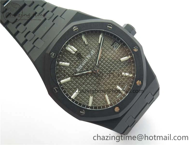 Stylish Royal Oak 41mm 15500 DLC ZF 1:1 Best Edition Gray Textured Dial on SS Bracelet A4302 V2(Free Box) 4818