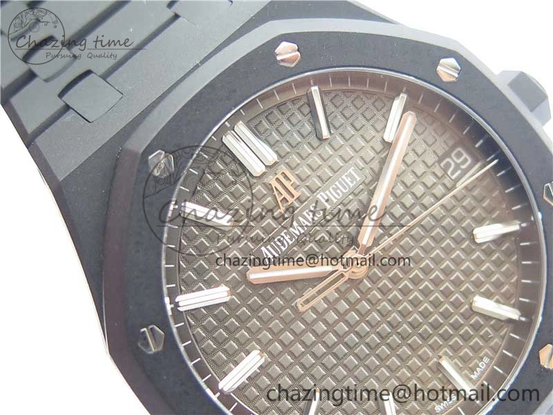 Stylish Royal Oak 41mm 15500 DLC ZF 1:1 Best Edition Gray Textured Dial on SS Bracelet A4302 V2(Free Box) 4818