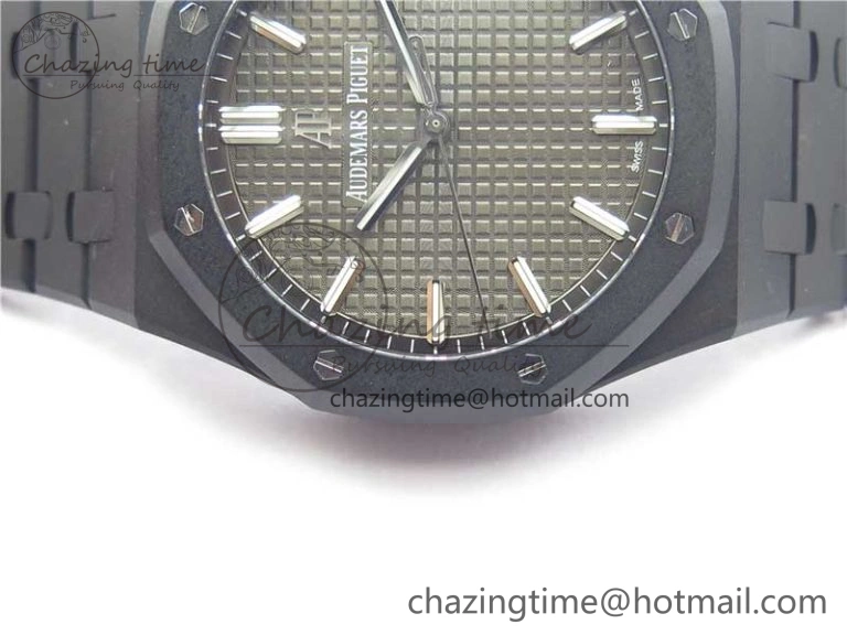 Stylish Royal Oak 41mm 15500 DLC ZF 1:1 Best Edition Gray Textured Dial on SS Bracelet A4302 V2(Free Box) 4818