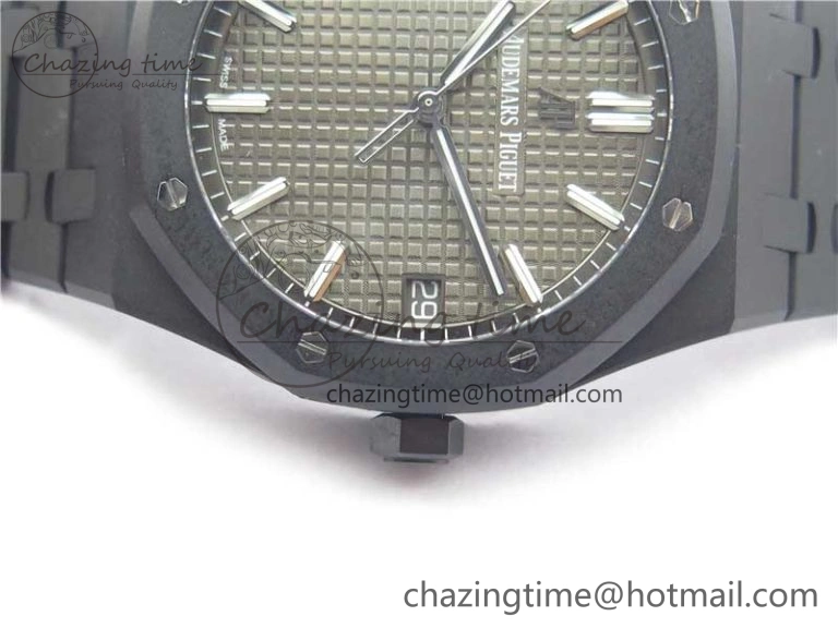 Stylish Royal Oak 41mm 15500 DLC ZF 1:1 Best Edition Gray Textured Dial on SS Bracelet A4302 V2(Free Box) 4818