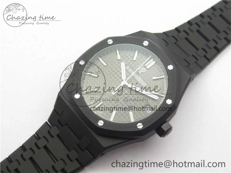 Stylish Royal Oak 41mm 15500 DLC ZF 1:1 Best Edition Gray Textured Dial on SS Bracelet A4302 V2(Free Box) 4818