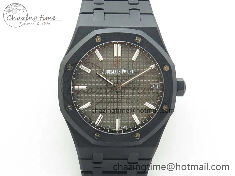 Stylish Royal Oak 41mm 15500 DLC ZF 1:1 Best Edition Gray Textured Dial on SS Bracelet A4302 V2(Free Box) 4818
