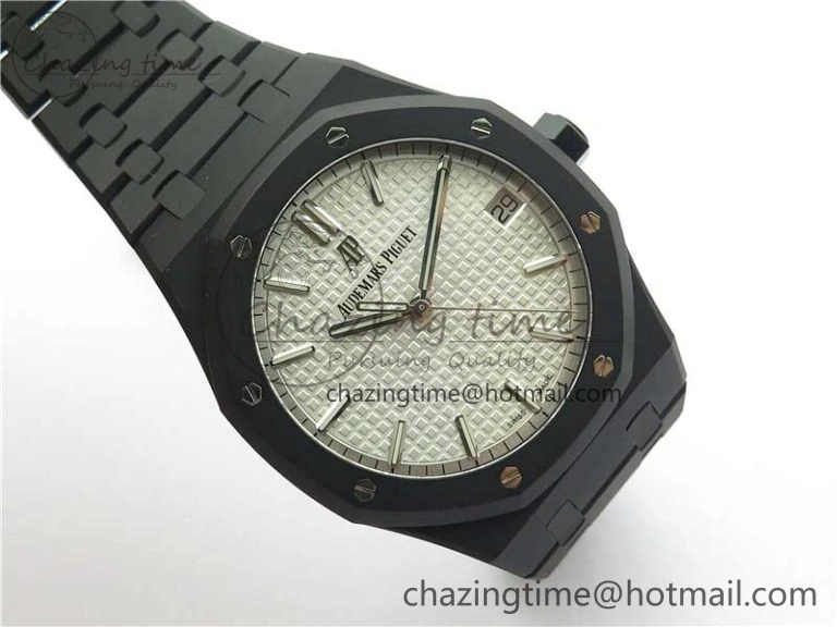Royal Oak 41mm 15500 DLC ZF 1:1 Best Edition White Textured Dial on SS Bracelet A4302 V2(Free Box) FashionForward 4820