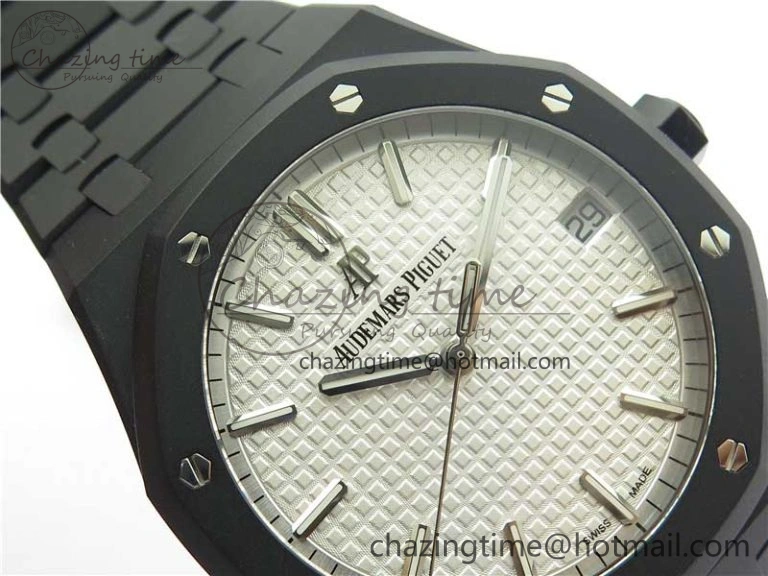 Royal Oak 41mm 15500 DLC ZF 1:1 Best Edition White Textured Dial on SS Bracelet A4302 V2(Free Box) FashionForward 4820