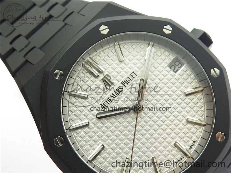 Royal Oak 41mm 15500 DLC ZF 1:1 Best Edition White Textured Dial on SS Bracelet A4302 V2(Free Box) FashionForward 4820