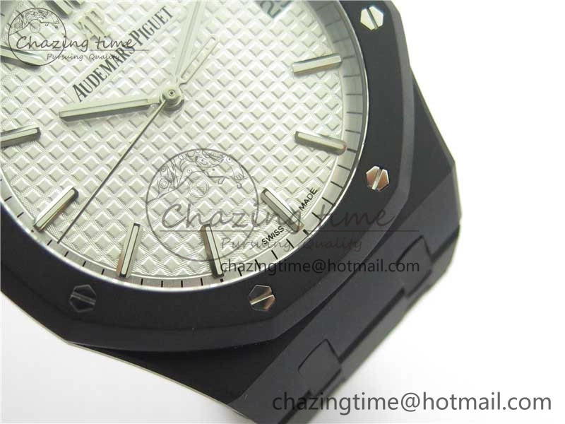 Royal Oak 41mm 15500 DLC ZF 1:1 Best Edition White Textured Dial on SS Bracelet A4302 V2(Free Box) FashionForward 4820